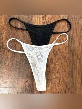 COQUETTE black and white lace thong panties, one size - NWOT